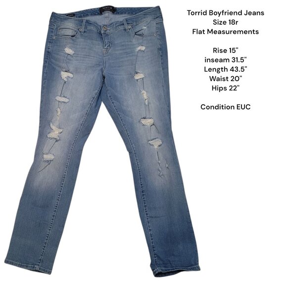 Torrid Distressed Boyfriend Jeans Plus 18 Regular - Picture 1 of 7